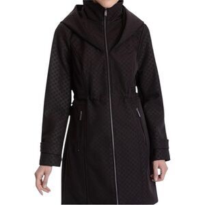 MICHAEL Michael Kors Womens Black Logo Hooded Raincoat Small NWT